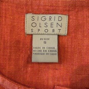 Sigrid Olsen Sport linen jacket, salmon, unlined, cropped, boxy, size SP
